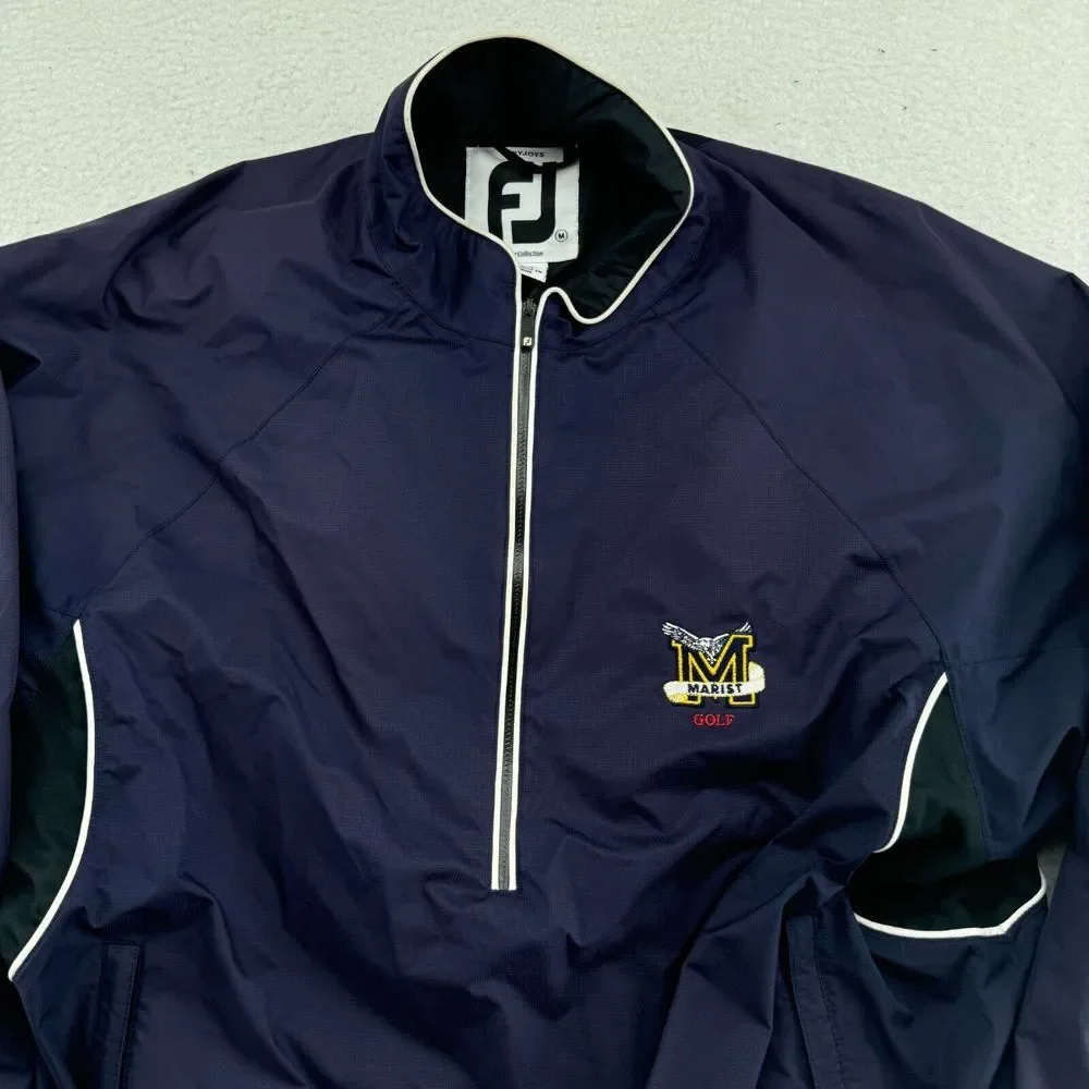 FootJoy‎ DryJoys 3/4 Zip Pullover Mens Medium Blue Windbreaker Marist Golf Logo